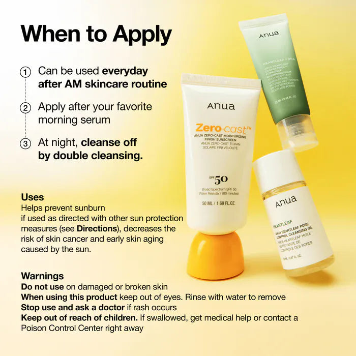 Buy Original Anua Zero-cast Moisturizing Finish Sunscreen 50ml - Online at Best Price in Pakistan