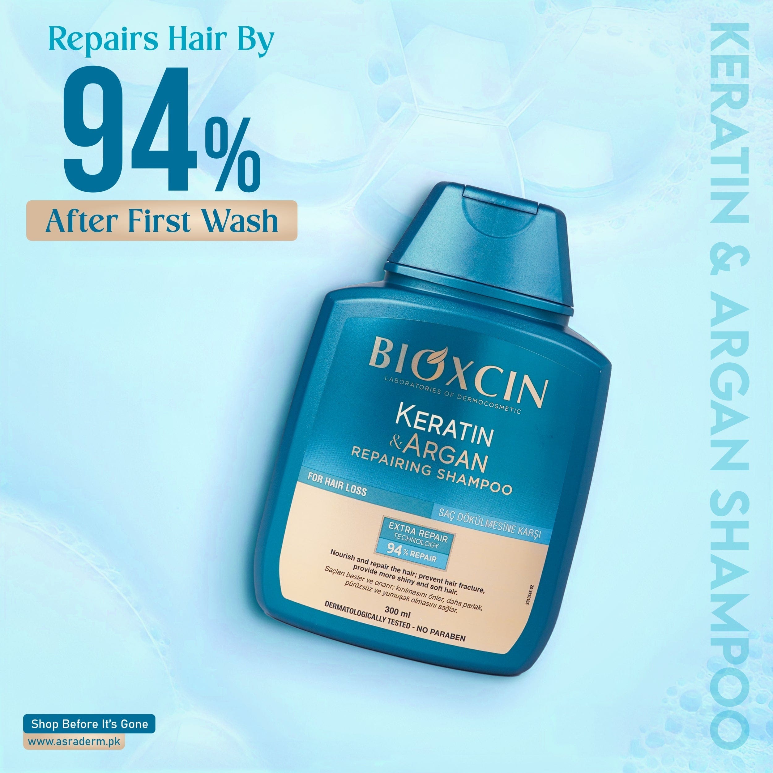 Buy Original Bioxcin Keratin & Argan Repairing Shampoo - 300ml - Online at Best Price in Pakistan