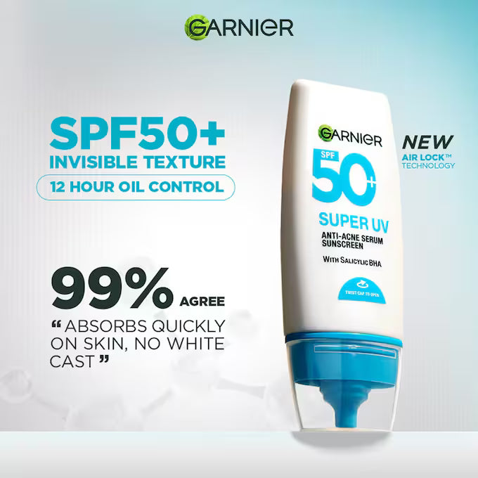 Buy Original Garnier Super UV Anti-Acne Serum Sunscreen SPF50+ 50ml - Online at Best Price in Pakistan