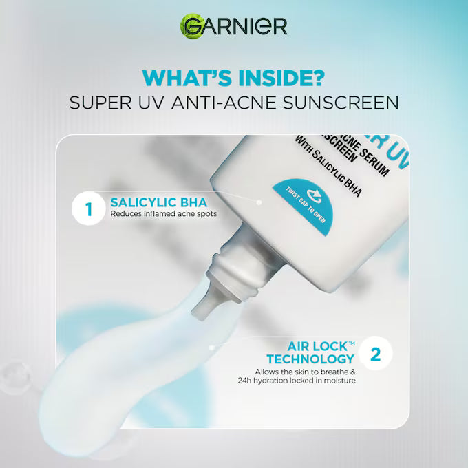 Buy Original Garnier Super UV Anti-Acne Serum Sunscreen SPF50+ 50ml - Online at Best Price in Pakistan