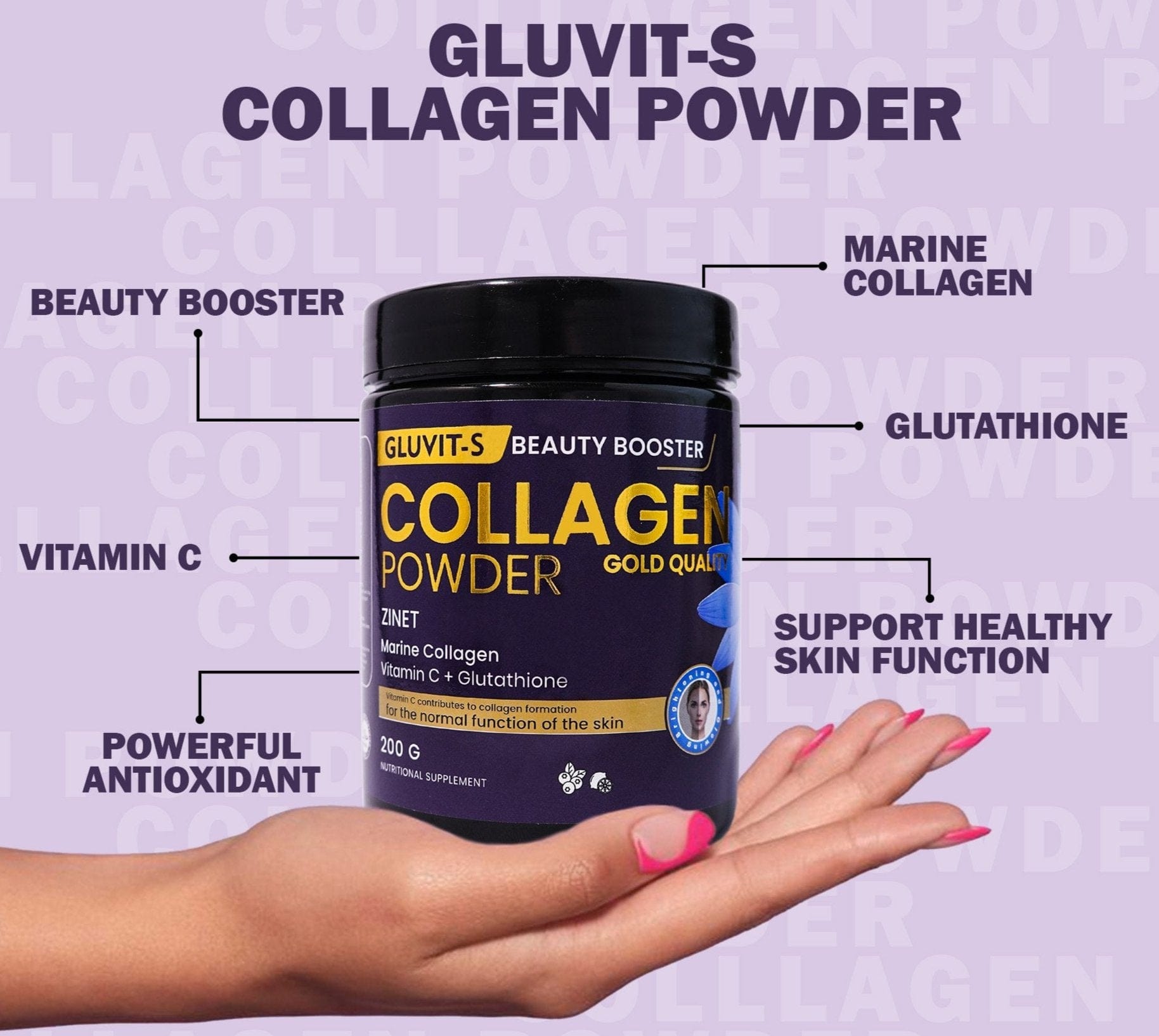 Buy Original Gluvit-S Marine Collagen Powder - 200g - Online at Best Price in Pakistan