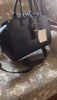 Anne Klein Sculpted Buckle with Convertible Strap Satchel Bag Black & Gold