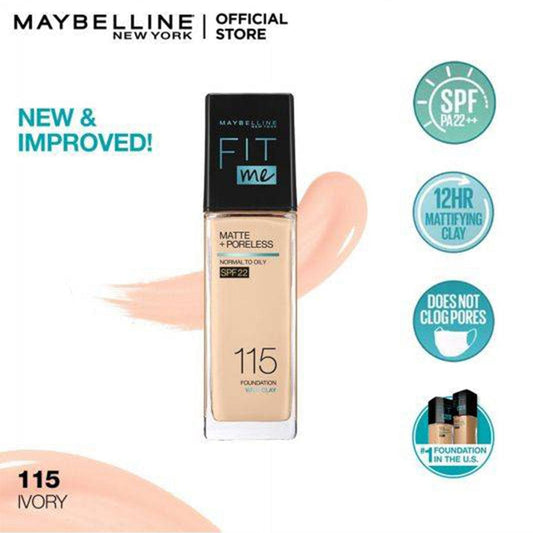 Buy Original Maybelline New Fit Me Matte + Poreless Liquid Foundation 115 Ivory - Online at Best Price in Pakistan